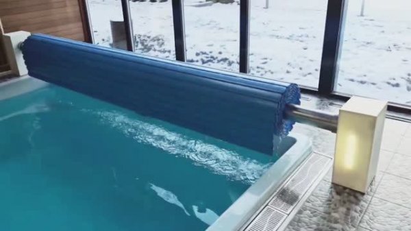 ELECTRO COVER Offline. Автоматическое сматывающее устройство для бассейна с синими ламелями