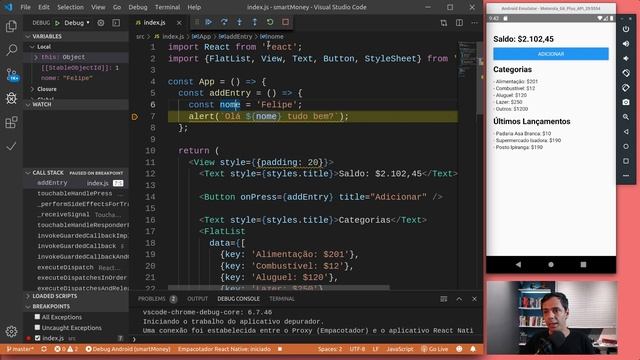 React Native - SmartMoney - 0304 - Como debugar no React Native - Intermediário смотреть онлайн