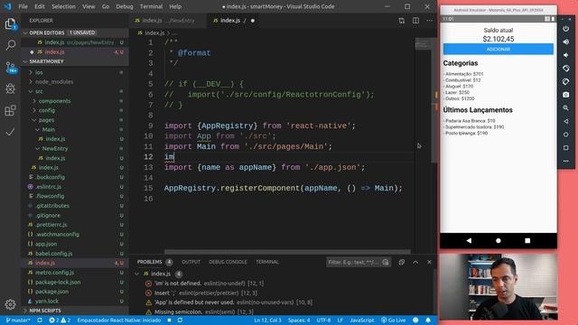 React Native - SmartMoney - 0404 - Criando a tela de lançamentos смотреть онлайн