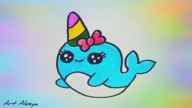 Как легко нарисовать дельфина - единорога! смотреть онлайн