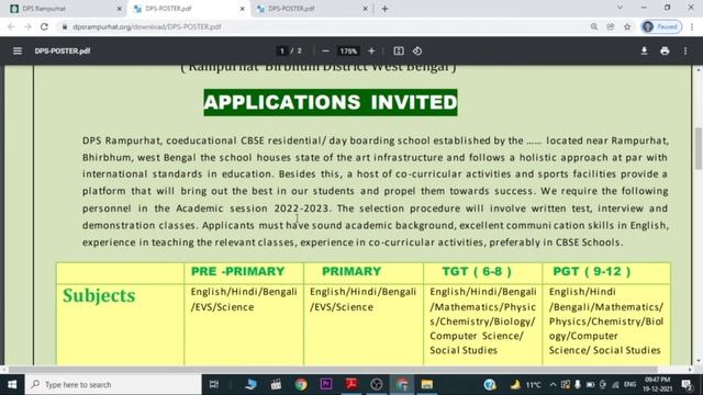 Latest PRT,TGT,PGT Job!!! DPS teacher vacancy2022!!latest teaching job in DPS!!!DPS West Bengal!!! смотреть онлайн