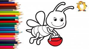 Мультик - раскраска для детей ПЧЕЛА. Учимся как рисовать ПЧЕЛКУ вместе с детьми // ОБУЧАШКА ТВ