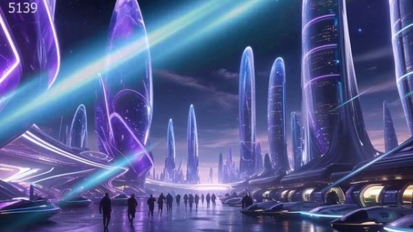 Future city sunset. 5139