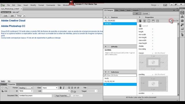 Curs Web Design Adobe Dreamweaver CC, HTM 5, CSS 3 смотреть онлайн