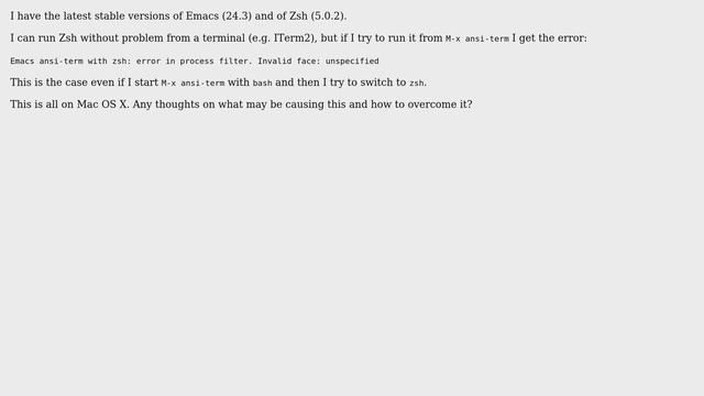 Unix & Linux: Emacs ansi-term with zsh: error in process filter. Invalid face: unspecified смотреть онлайн