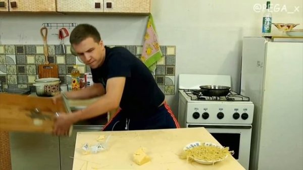 (ПЕГА) Спагетти с сыром. перезалив