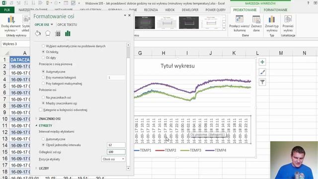 Excel - Jak przedstawić dobrze godziny na osi wykresu minutowy wykres temperatury - widzowie #105 смотреть онлайн