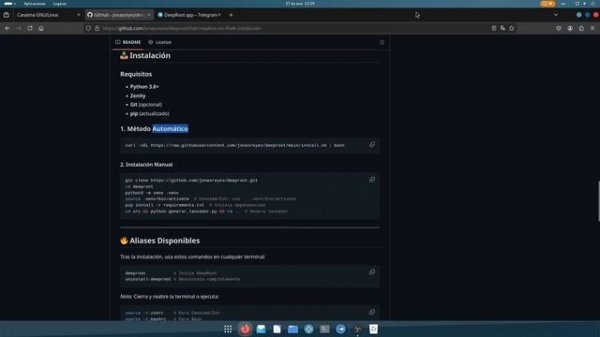 Video tutorial de instalación de DeepRoot (cliente DeepSeek API para GNU/Linux).