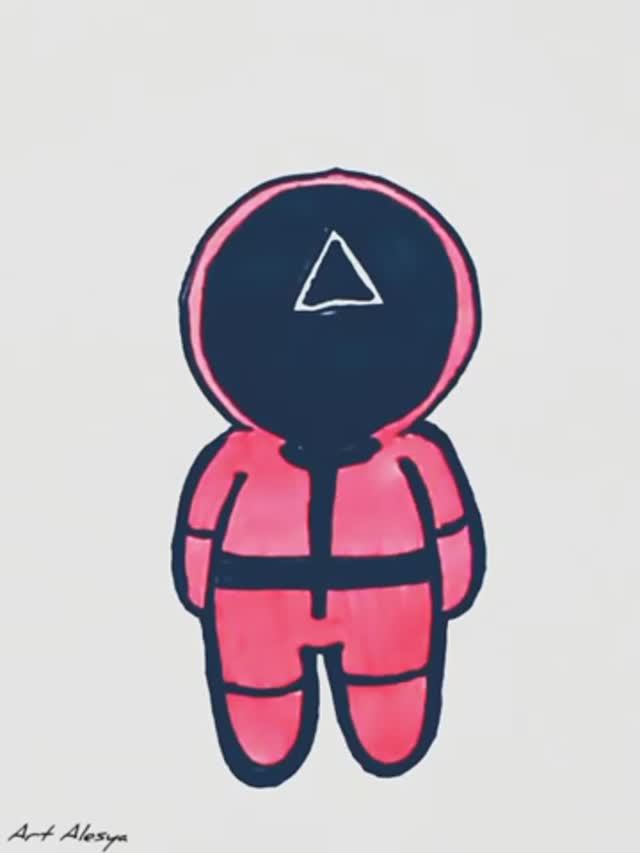 Как легко нарисовать персонажа из игры в кальмара! смотреть онлайн