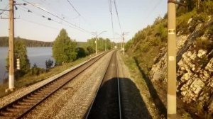 Вид из кабины машиниста - поездка на "Синаре" | Перегонки с грузовым поездом РЖД