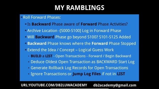 DB2 Tips n Tricks Part 113 - Roll Forward Phases - Is BACKWARD Phase aware of FORWARD? смотреть онлайн