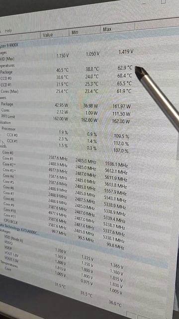 68°C. Freezer III 360 против Ryzen 9 9900X без андеовольтинга и с ним на Gigabyte B650M AORUS ELITE смотреть онлайн