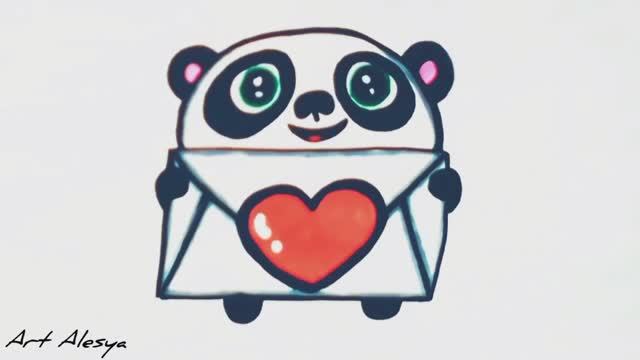 Как нарисовать панду с сердцем!❤️ смотреть онлайн