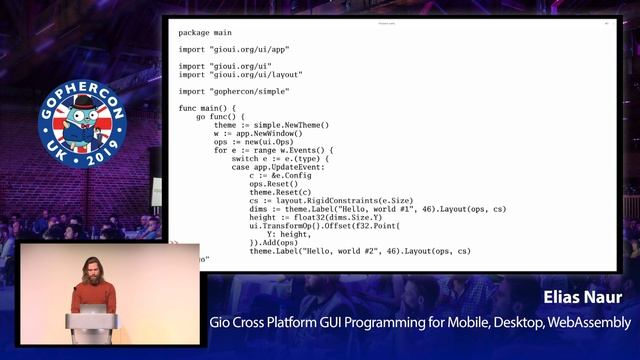 GopherCon UK 2019: Elias Naur - Gio Cross Platform GUI Programming for Mobile, Desktop, WebAssembly смотреть онлайн