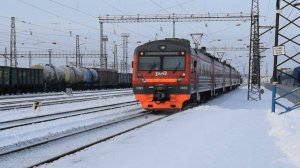 Электропоезд ЭД9Э-0060. Покатушки от моста через Обь до Присягино+отправление.