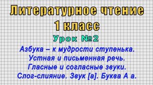 Литературное чтение 1 класс (Урок№2 - Азбука – к мудрости ступенька. Устная и письменная речь.)