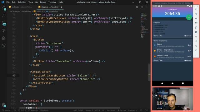 React Native - SmartMoney - 0718 - Estilizando a página NewEntry - ActionFooter смотреть онлайн