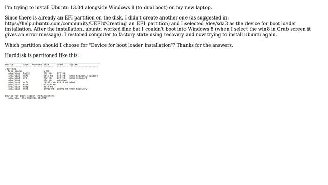 Which partition to select as device for boot loader in an EFI mode install? смотреть онлайн