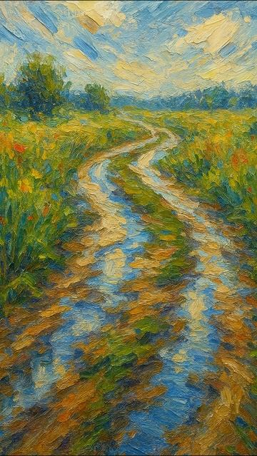 «Полевая дорога после дождя» (Стиль картины: импрессионизм) #182