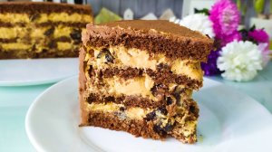 Шоколадно-карамельный торт с "пьяным" черносливом | Простой рецепт домашнего торта