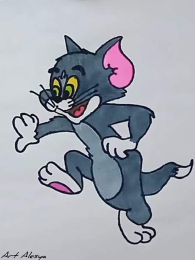 Как нарисовать кота Тома из мультфильма! смотреть онлайн