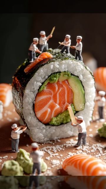 Крутим ваши любимые роллы! ❤️ #нейросеть #роллы #микро #микролюди #микросуши #микророллы #человечки