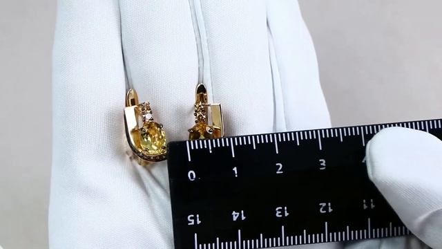Золотые серьги Александра с фианитом и цитрином кл2310а-6ск-ш смотреть онлайн