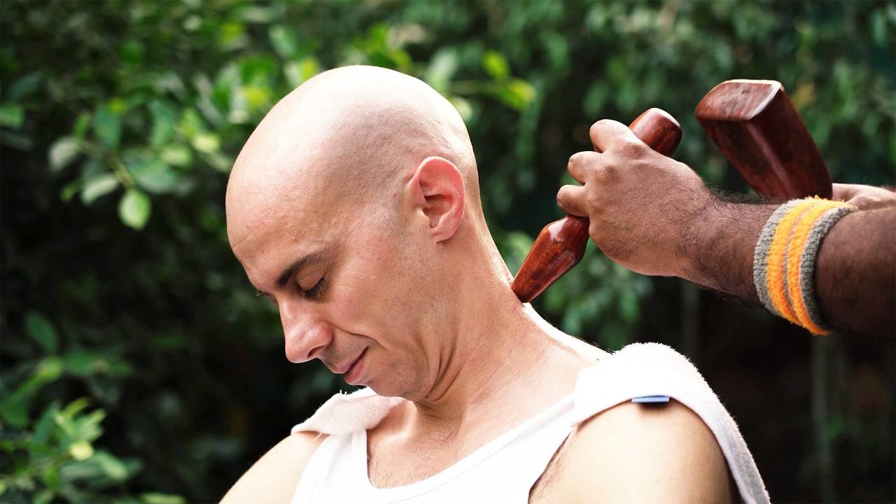 ASMR Magic： Relaxing Head Massage by Reiki Master Barber 💆_♂️ Unique Wooden Tools смотреть онлайн