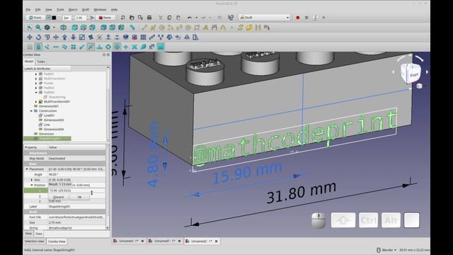 FreeCAD Tutorial - Centering Text On A Surface.