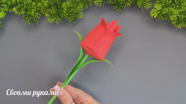 Как сделать бумажный тюльпан. Учебник по изготовлению бумажных цветов. Букет оригами. смотреть онлайн