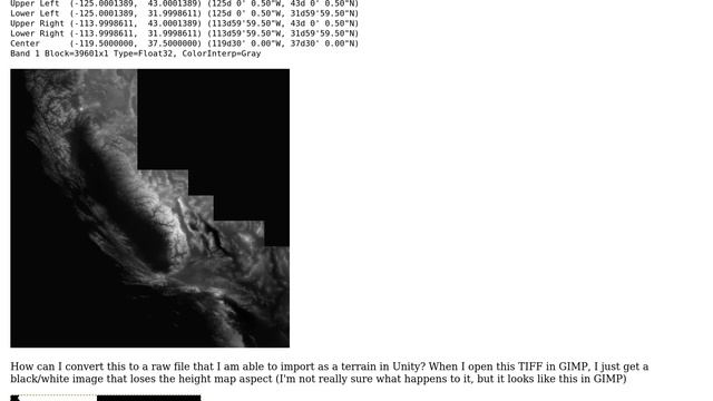 GIS: Convert GeoTIFF height map to raw file for Unity terrain смотреть онлайн