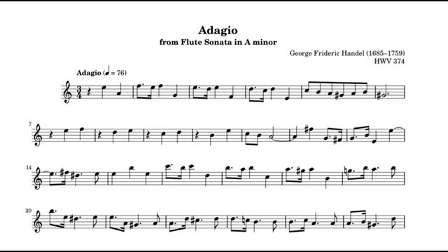 G.F. Händel HALLENSER Sonata in La minor, HWV 374_accompaniment 1.ADAGIO смотреть онлайн