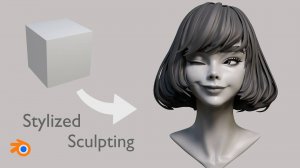 Скульптинг стилизованного портрета девушки в Blender.