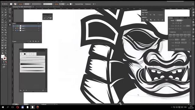 Samurai helmet. Speed art vector drawing 2 смотреть онлайн