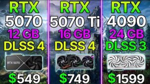 RTX 5070 12 GB vs RTX 5070 Ti 16 GB vs RTX 4090 24 GB - Test in 10 Games | 4K