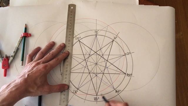 Drawing a 20 Pointed Star- Step towards drawing a 360 degree Protractor with Compass & Straight Edg смотреть онлайн