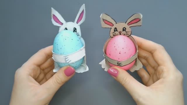 Симпатичная идея для пасхального декора своими руками! Бумажный кролик! Поделка своими руками! смотреть онлайн
