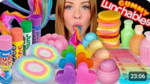 ASMR MUKBANG, Радужные десерты, Мармеладные ланч-боксы, Слайм из восковых конфет, Поп-рокс, Вафельна