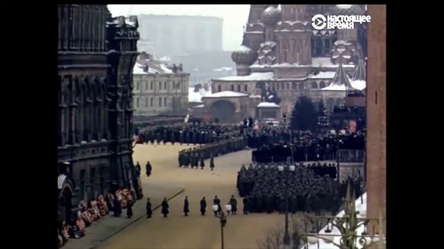 Прощание со Сталиным в цвете видео с балкона бывшего посольства США, 9 марта 1953 года смотреть онлайн