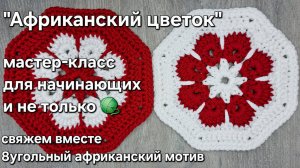 Как связать Африканский цветок (африканский мотив) крючком из шнура или другой пряжи 🌼