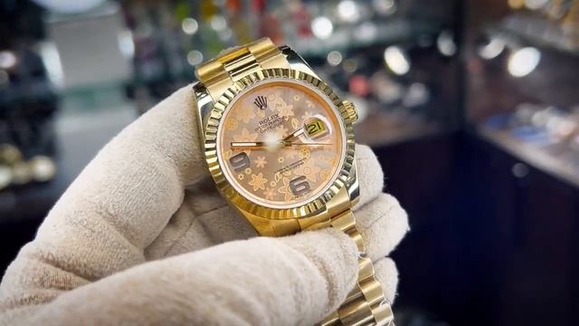 Часы женские Rolex DateJust 36мм золотой сапфир