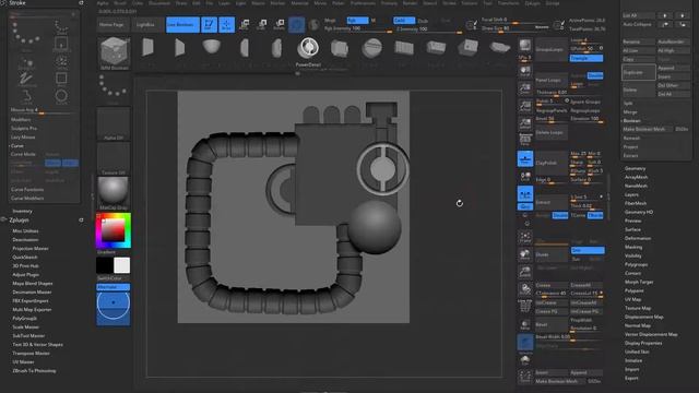 09 ZBrush 2018 Hard Surface Live Boolean Massive Detailing смотреть онлайн