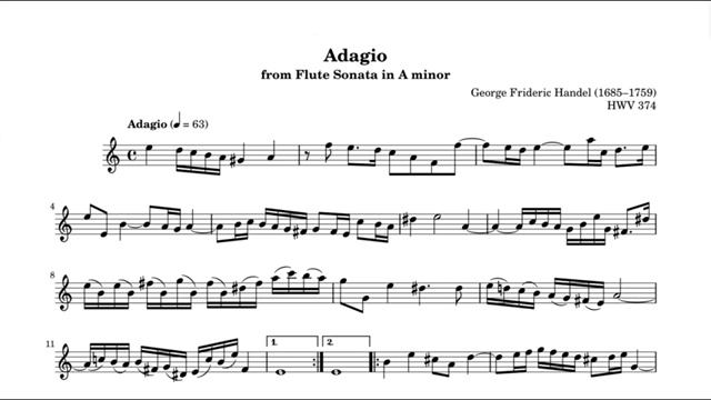 G.Fr.Händel HALLENSER Sonata in La minor, HWV 374_ accompaniment 3. Adagio смотреть онлайн