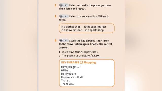 English plus 5. Unit: Fantasy world. Communication. Shopping Ex,2,3,4 p35 смотреть онлайн