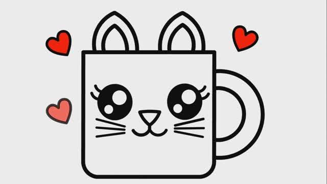КАК НАРИСОВАТЬ КРУЖКУ В СТИЛЕ KAWAII - КАК ЛЕГКО НАРИСОВАТЬ МИЛУЮ КРУЖКУ смотреть онлайн