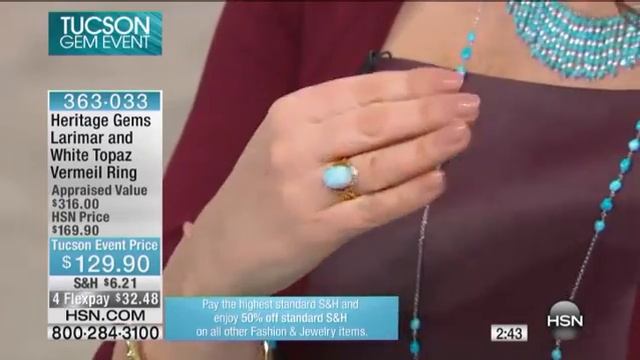 Heritage Gems Larimar and White Topaz Vermeil Ring смотреть онлайн