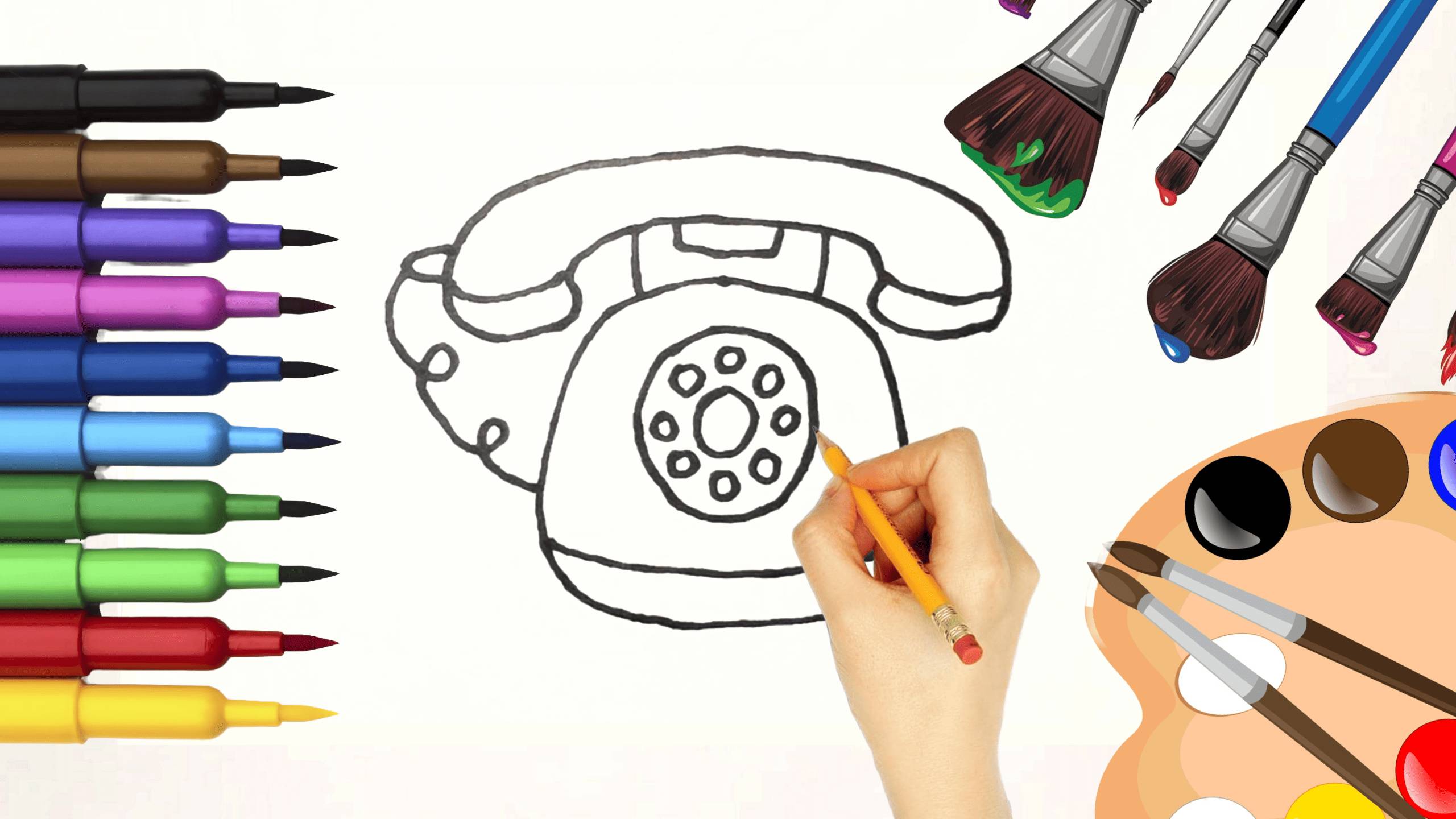 КАК НАРИСОВАТЬ ТЕЛЕФОН: рисование, раскрашивание и разукрашки для детей и малышей 🌈