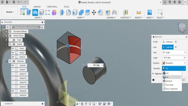 Sweep Revolve Loft - Fusion 360 Tutorial смотреть онлайн