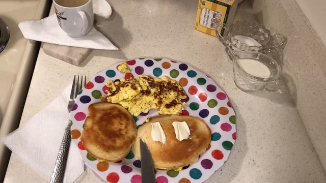 The Rhoda Stone Show-Pancakes & Eggs With Rotel Tomato Salsa-Fruit Boat & Tea-Cost Effective Meal