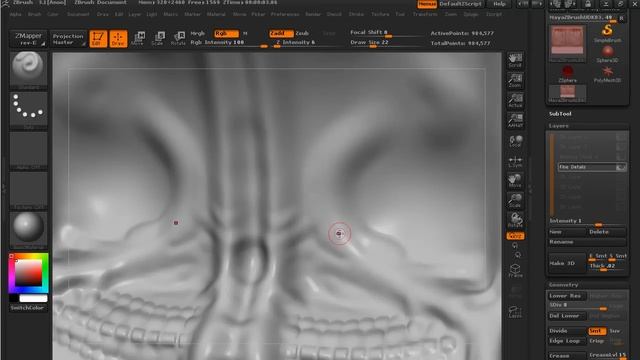 Maya to ZBrush to UDK - Part 15 - Sculpting finer details (Lazy Mouse). смотреть онлайн